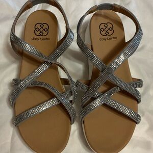 Daisy Fuentes Glittering Silver Sandals